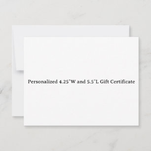 Personalised 4″W and 9.2″L Gift Certificate Card