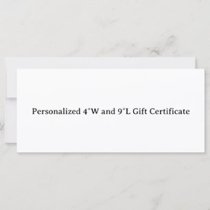 Personalised 4″W and 9″L Gift Certificate
