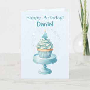 Personalised 4th Birthday Cupcake Card