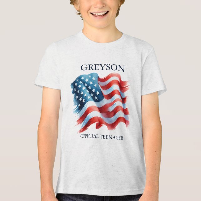 Personalised 4th of July 13th Birthday Shirt (Front)