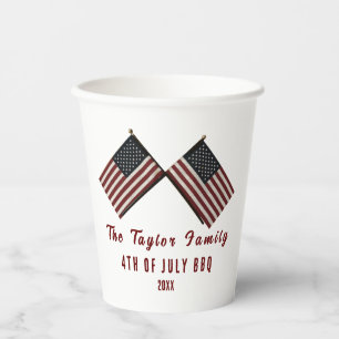 Personalised 4th of July American Flag Paper Cups