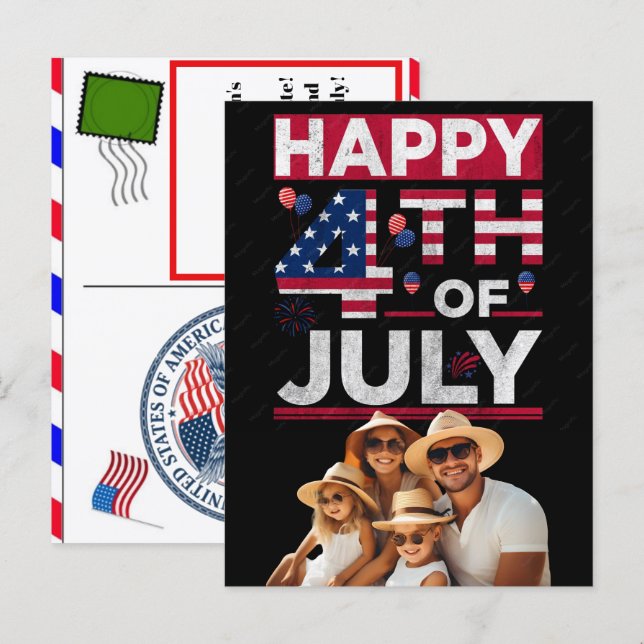 Personalised 4th of July Birthday Cards  (Front/Back)