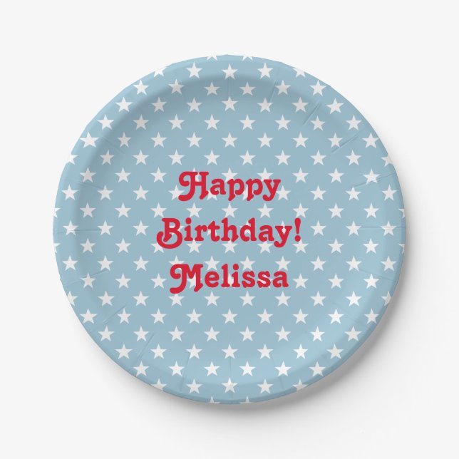 Personalised 4th of July Birthday party plates (Front)