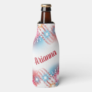 Personalised 4th of July Fireworks  Bottle Cooler