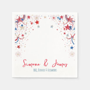 Personalised 4th of July Fireworks Party Decor Napkin