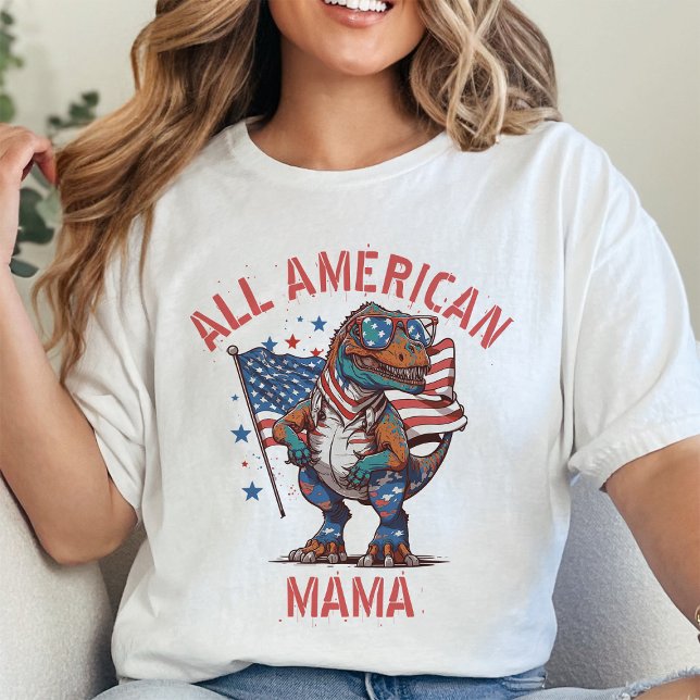 Personalised 4th Of July Patriot Dinosaur Matching T-Shirt (Creator Uploaded)