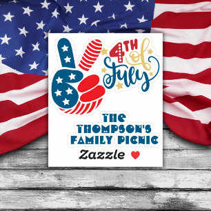 Personalised 4th of July Peace Sticker