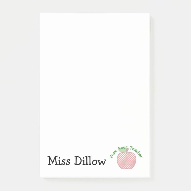 Personalised 4x6 Teacher's Apple Post-it's Post-it Notes (Front)