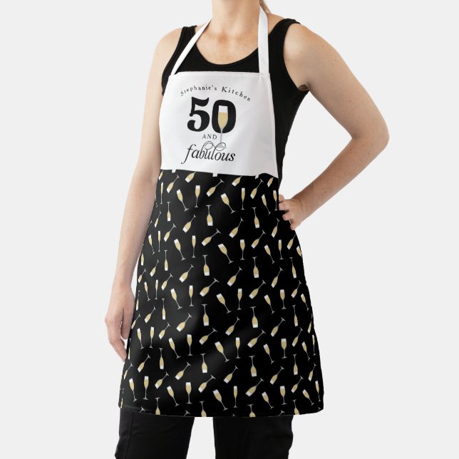 Personalised 50 and Fabulous Birthday Apron (Insitu)
