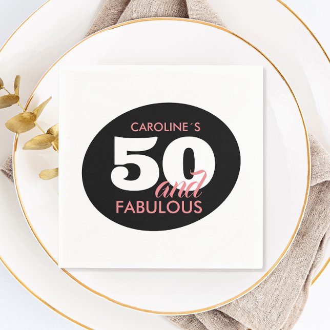 Personalised 50 And Fabulous Birthday Party Napkin (Creator Uploaded)