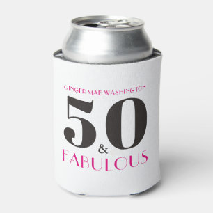 Personalised 50 and Fabulous Birthday Party Supply Can Cooler