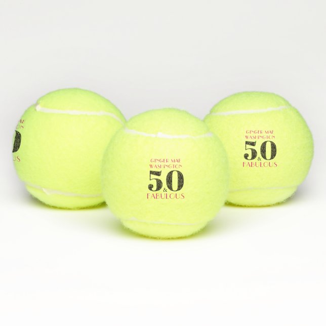 Personalised 50 and Fabulous Birthday Tennis Balls (Multi)
