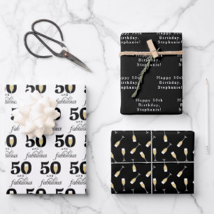 Personalised 50 and Fabulous Birthday Wrapping Paper Sheet