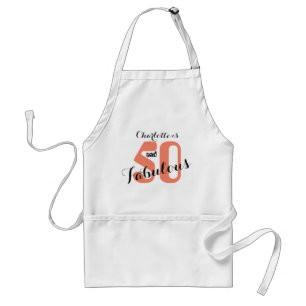 Personalised 50 and Fabulous Coral 50th Birthday Standard Apron