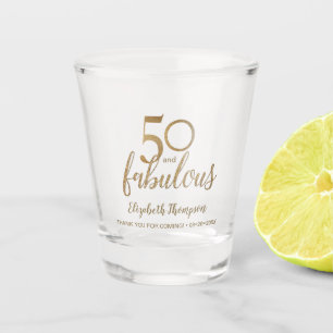 Personalised 50 and fabulous Gold Script Shot Glass