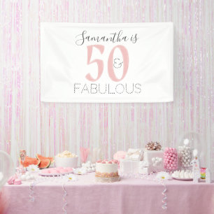 Personalised 50 and Fabulous Rose Gold Birthday Banner