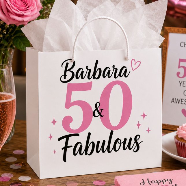 Personalised 50 & Fabulous Birthday Gift Bags (Creator Uploaded)