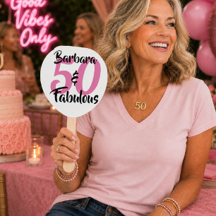 Personalised 50 & Fabulous Birthday Party Paddle Hand Fan