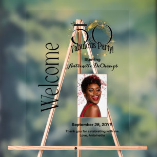 Personalised 50 & Fabulous Luxurious Black Gold  Acrylic Sign