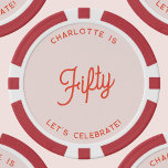 Personalised 50 Fifty Fiftieth Birthday Poker Chips<br><div class="desc">A modern chic typography design in orange and blush pink to celebrate your landmark fiftieth birthday in style.  Change the text to personalise.</div>