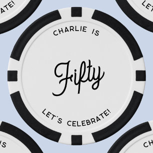 Personalised 50 Fifty Fiftieth Birthday Poker Chips