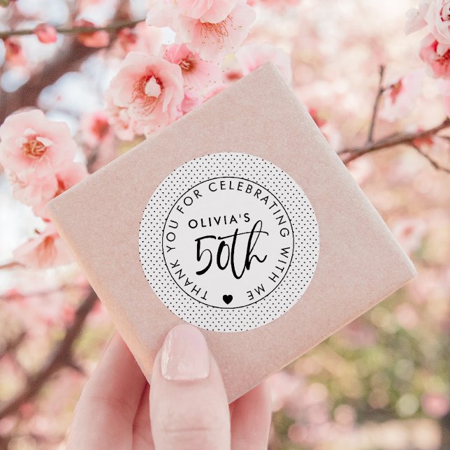 Personalised 50 Thank You for Celebrating with Me Classic Round Sticker (Creator Uploaded)