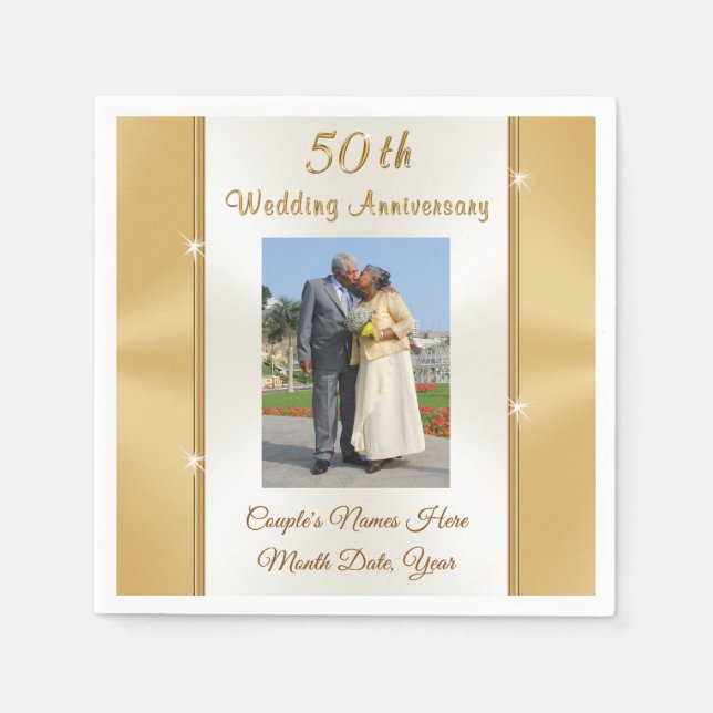 Personalised 50th Anniversary Beverage Napkins (Front)