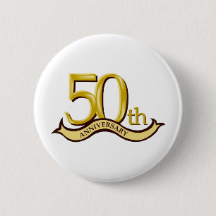 Personalised 50th Anniversary Gift 6 Cm Round Badge