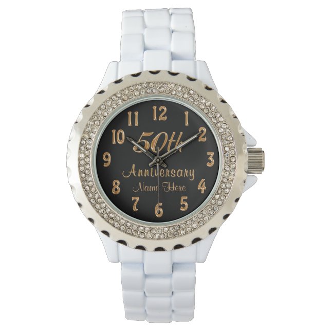 Personalised 50th Anniversary Gifts for Him or Her Watch (Front)