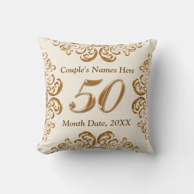 Personalised 50th Anniversary Gifts, Pillow (Front)