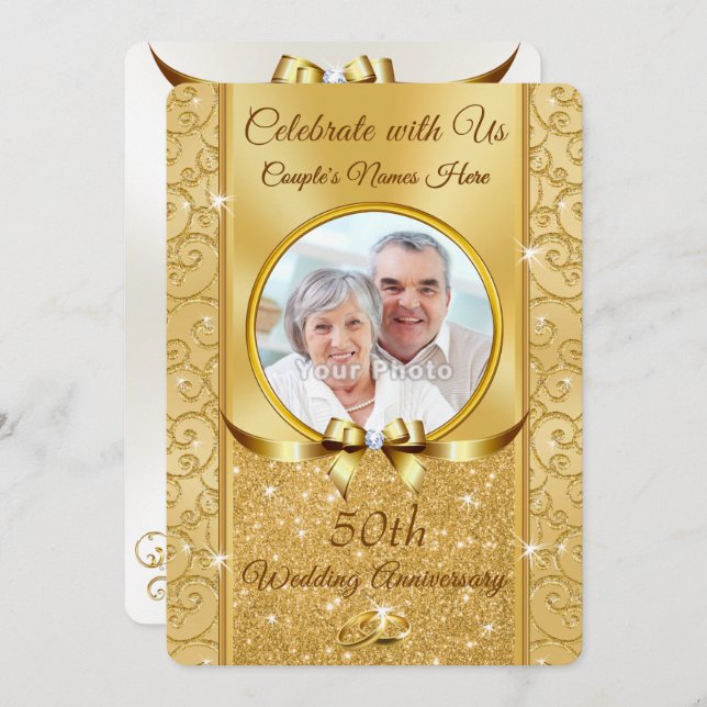 Personalised 50th Anniversary PHOTO Invitations (Front/Back)