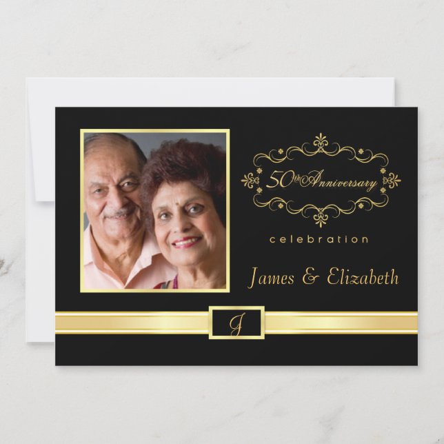 Personalised 50th Anniversary Photo Invitations (Front)