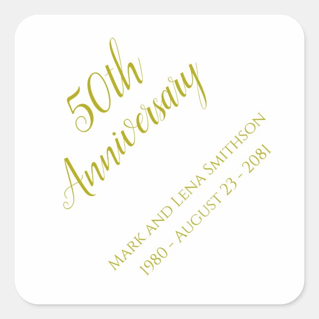 Personalised 50th Anniversary  Square Sticker (Front)