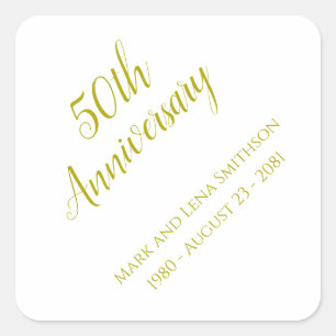 Personalised 50th Anniversary  Square Sticker