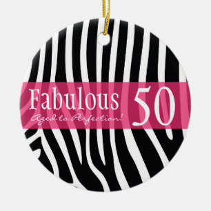 Personalised 50th Birthday Animal Print Ornament