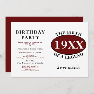 Personalised 50th Birthday Birth Of A Legend Retro Invitation