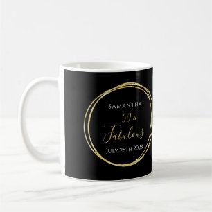 Personalised 50th Birthday Black Gold Coffee Mug