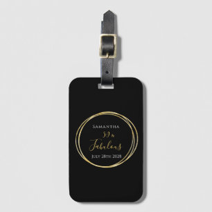 Personalised 50th Birthday Black Gold Luggage Tag
