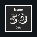 Personalised 50th Birthday Black Party Napkins<br><div class="desc">Personalise 50th Birthday Party Paper Napkins,  add Name and Date,   Black and white over the hill theme Custom Celebration Supplies and Decor for the 50 year Old.  Create Your Own Personal touch for the Birthday Man or Woman.</div>