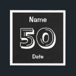 Personalised 50th Birthday Black Party Napkins<br><div class="desc">Personalise 50th Birthday Party Paper Napkins,  add Name and Date,   Black and white over the hill theme Custom Celebration Supplies and Decor for the 50 year Old.  Create Your Own Personal touch for the Birthday Man or Woman.</div>