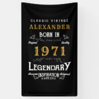 Personalised 50th Birthday Born 1971 Vintage Black