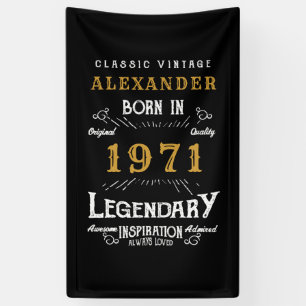 Personalised 50th Birthday Born 1971 Vintage Black Banner