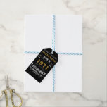 Personalised 50th Birthday Born 1971 Vintage Black Gift Tags<br><div class="desc">A personalised classic paper gift tag design for that birthday celebration for somebody born in 1971 and turning 50. Add the name to this vintage retro style black, white and gold design for a custom 50th birthday gift. Easily edit the name and year with the template provided. A wonderful custom...</div>