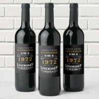 Personalised 50th Birthday Born 1972 Vintage Black