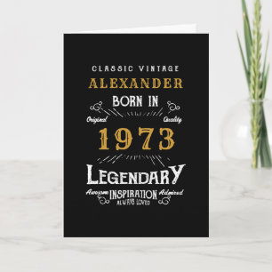 Personalised 50th Birthday Born 1973 Vintage Black Card