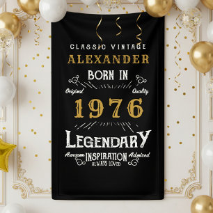Personalised 50th Birthday Born 1976 Retro Party Banner