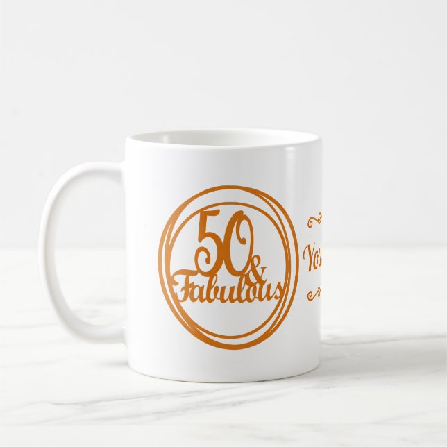 Personalised 50th Birthday Fabulous Coffee Mug (Left)