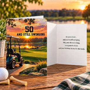 Personalised 50th Birthday Golf Party Golf Cart Card