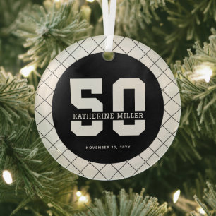 Personalised 50th Birthday Modern and Elegant Glass Tree Decoration
