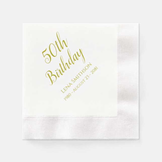 Personalised 50th Birthday Napkins Custom (Front)
